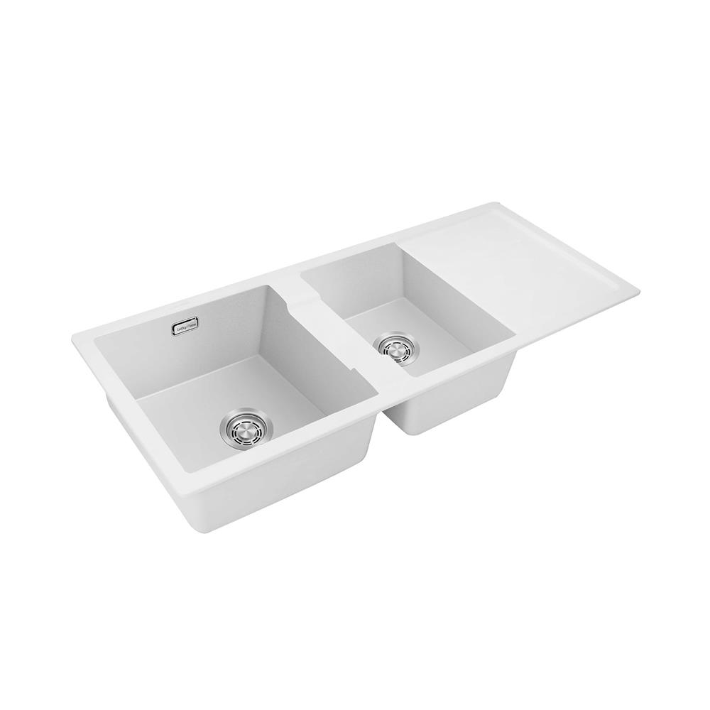 ซิงค์ฝัง 2 หลุม 1 ที่พัก LUCKY FLAME GNS-1252(W) สีขาว