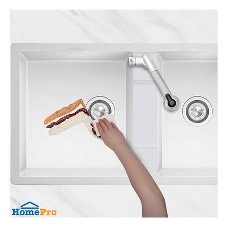 ซิงค์ฝัง 2 หลุม 1 ที่พัก LUCKY FLAME GNS-1252(W) สีขาว_3