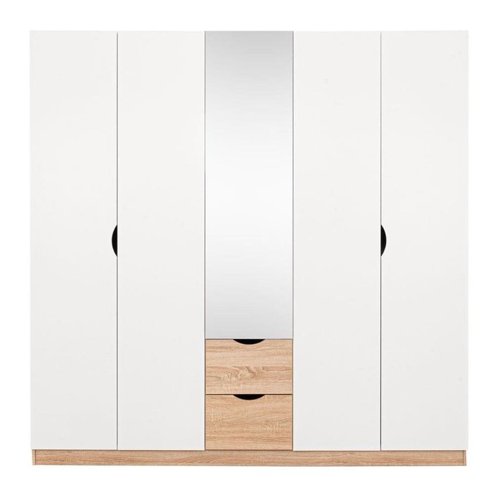 ตู้เสื้อผ้า 5 บานเปิด KONCEPT HAVIN 19227595 200 ซม. สีโซลิดโอ๊ค/ขาว