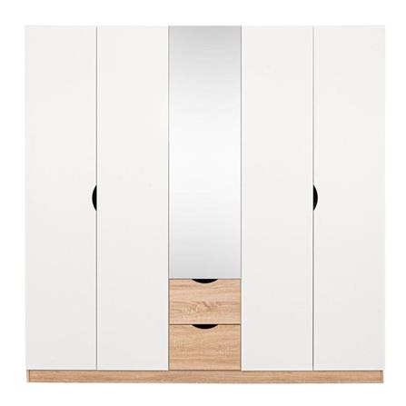 ตู้เสื้อผ้า 5 บานเปิด KONCEPT HAVIN 19227595 200 ซม. สีโซลิดโอ๊ค/ขาว