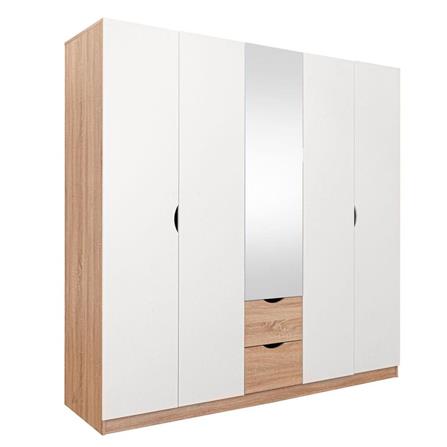 ตู้เสื้อผ้า 5 บานเปิด KONCEPT HAVIN 19227595 200 ซม. สีโซลิดโอ๊ค/ขาว_2