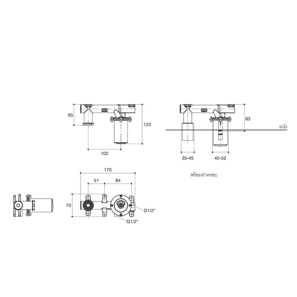 วาล์วฝังกำแพงผสม KOHLER K-28138T-AF สีทอง