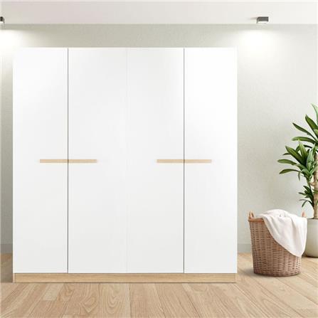 ตู้เสื้อผ้า 4 บานเปิด KONCEPT HANZ 19228235 160 ซม. สีโซลิดโอ๊ค_3