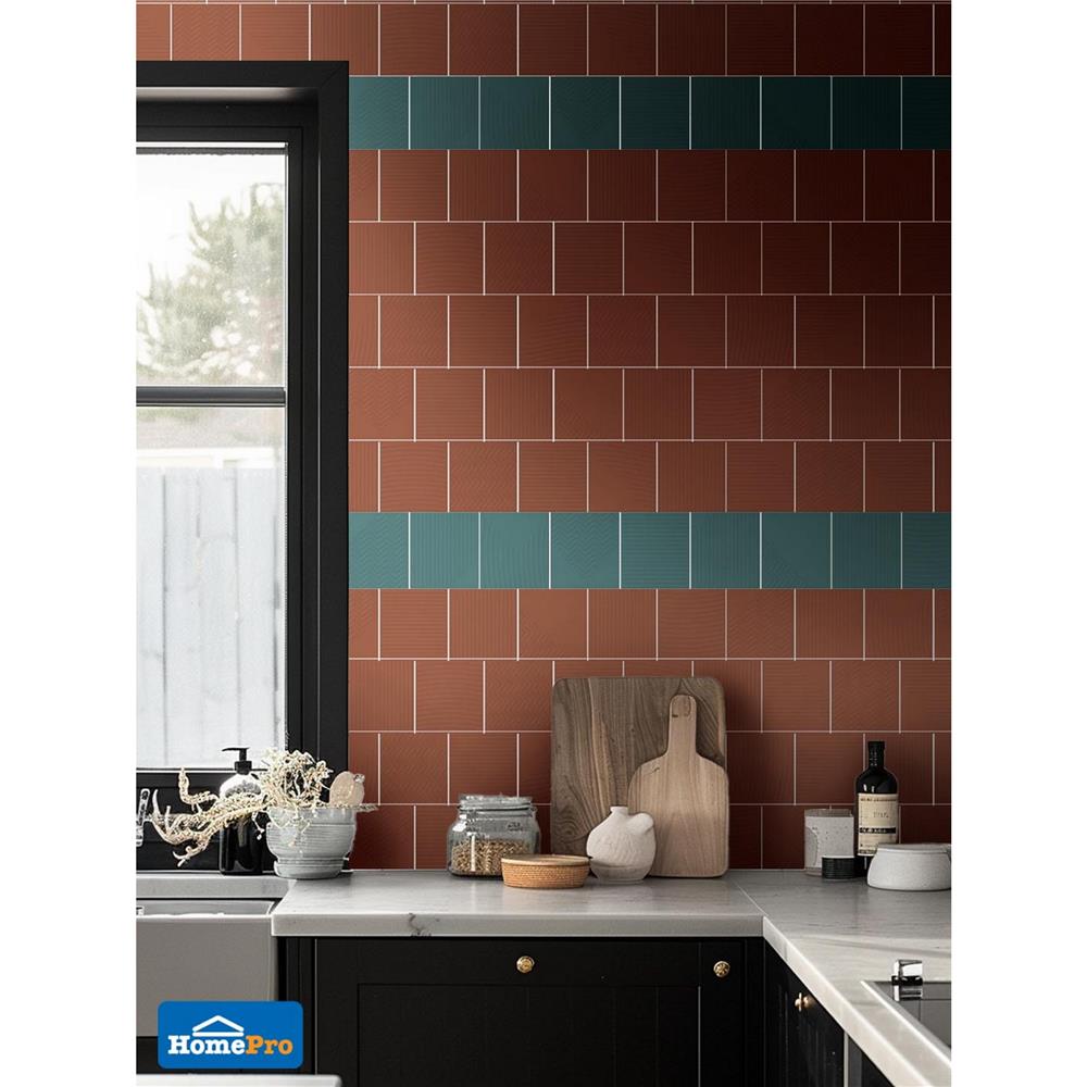 กระเบื้องผนังพอร์ซเลน 4x4 นิ้ว COTTO สลิม ฟอร์มา เทอร่า สีส้ม PM 1 ตร.ม.