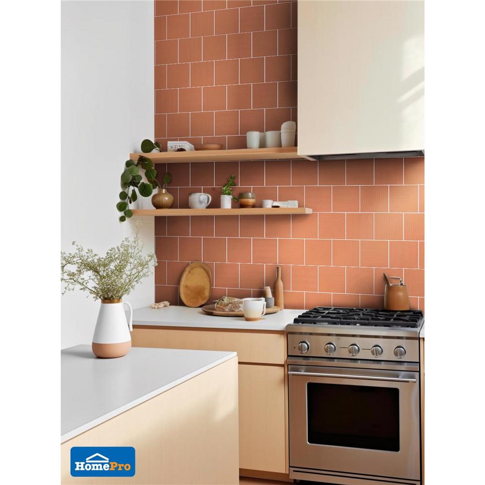 กระเบื้องผนังพอร์ซเลน 4x4 นิ้ว COTTO สลิม ฟอร์มา เทอร่า สีส้ม PM 1 ตร.ม.