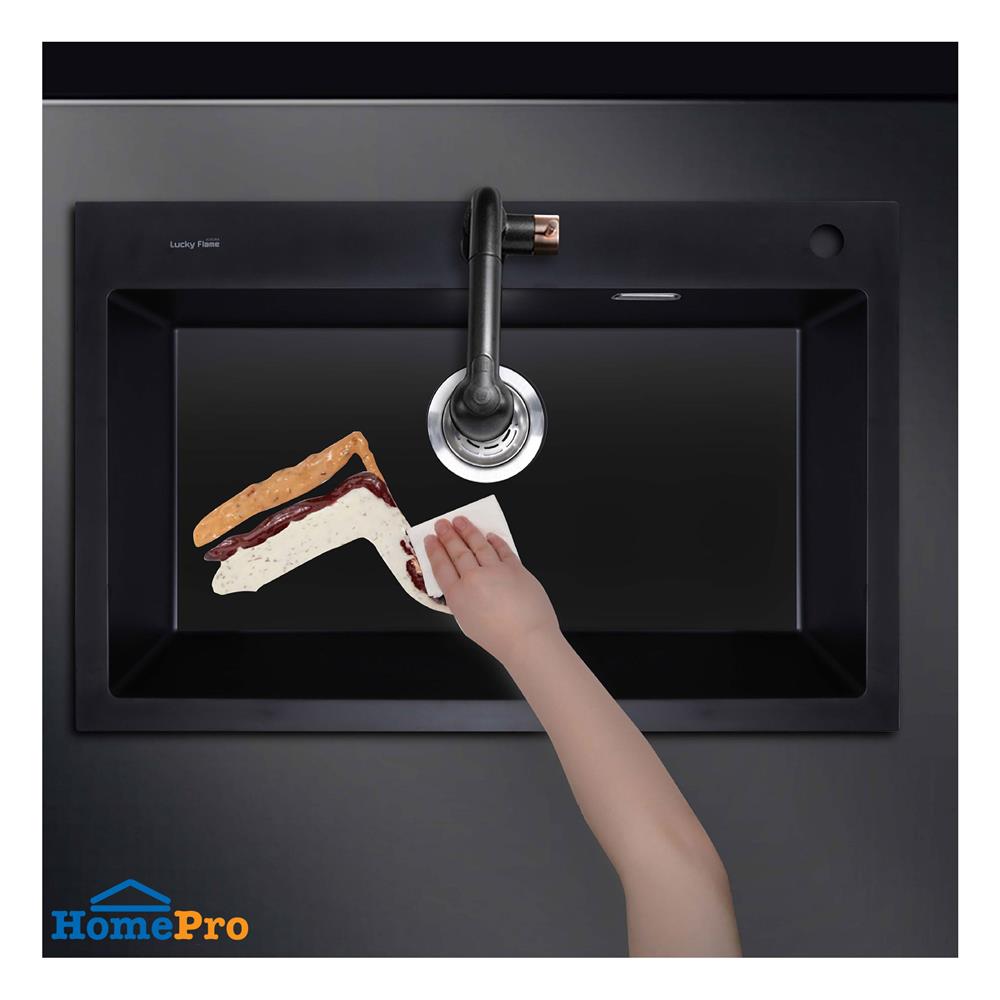 ซิงค์ฝัง 1 หลุม LUCKY FLAME GNS-0851(B) สีดำ