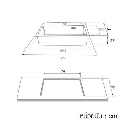 ซิงค์ฝัง 1 หลุม LUCKY FLAME GNS-0851(B) สีดำ_4
