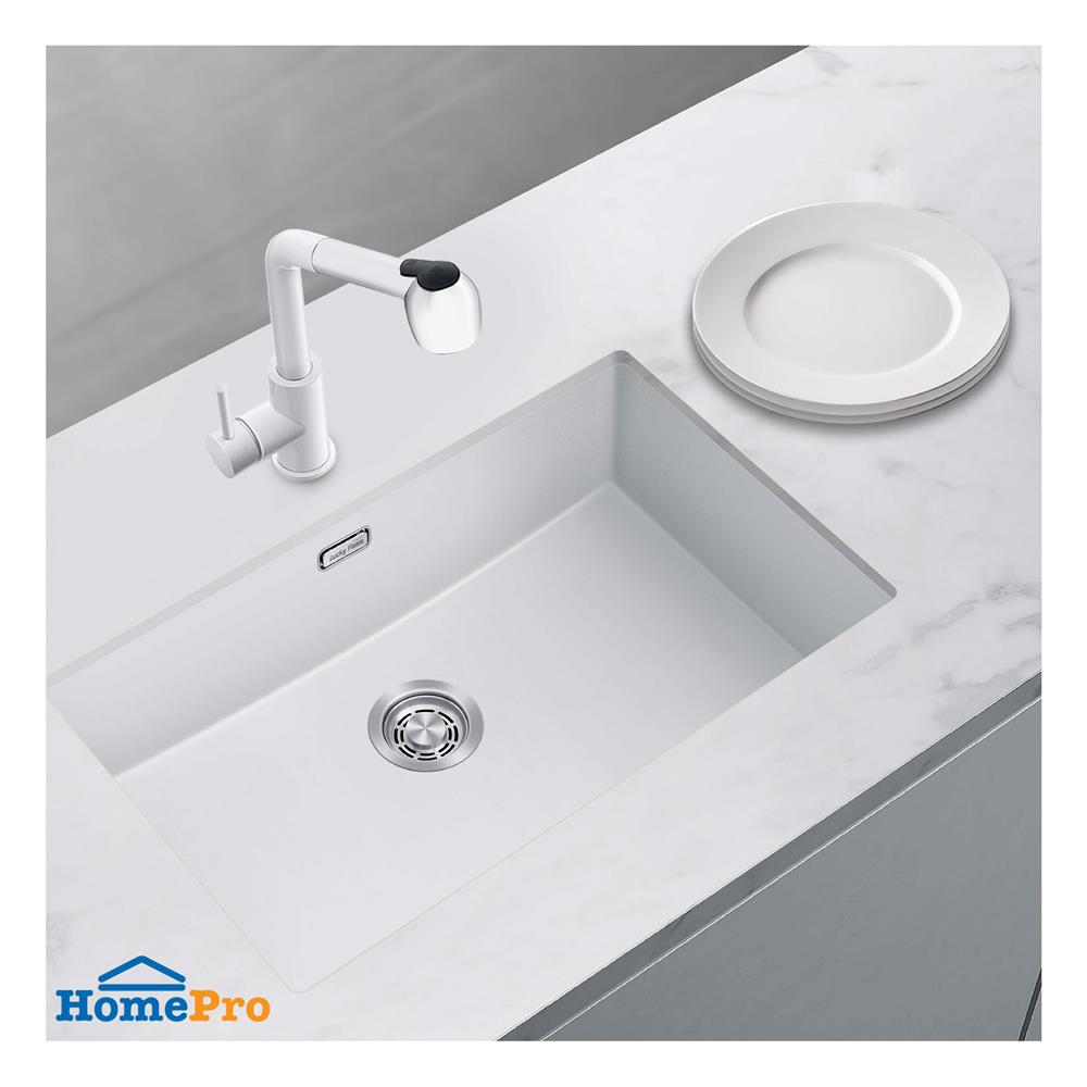ซิงค์ฝัง 1 หลุม LUCKY FLAME GNS-0851-UM(W) สีแกรนิตสีขาว