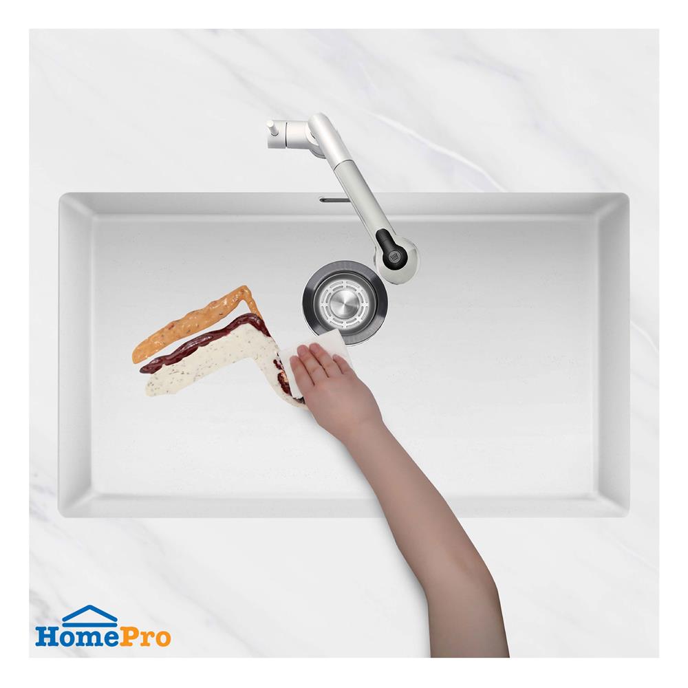 ซิงค์ฝัง 1 หลุม LUCKY FLAME GNS-0851-UM(W) สีแกรนิตสีขาว