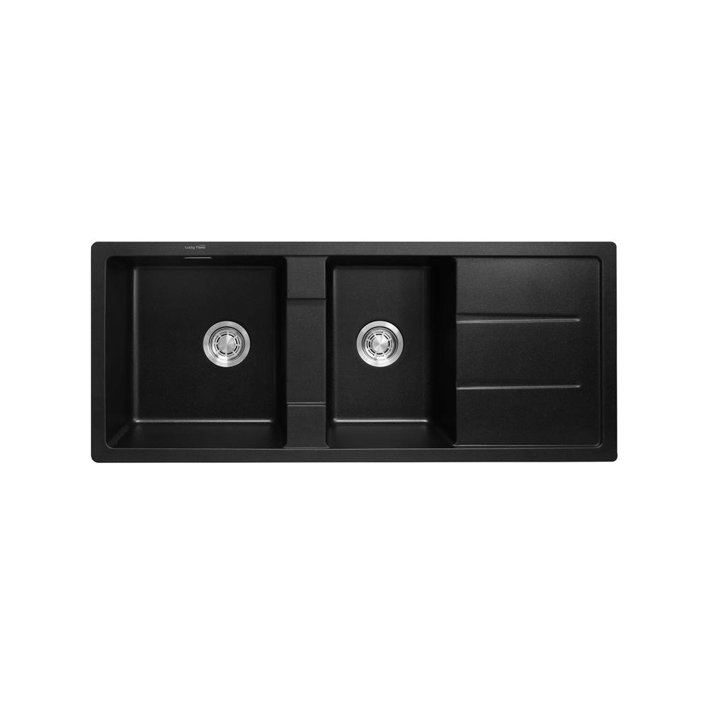 ซิงค์ฝัง 2 หลุม 1 ที่พัก LUCKY FLAME GNS-1252(B) สีดำ
