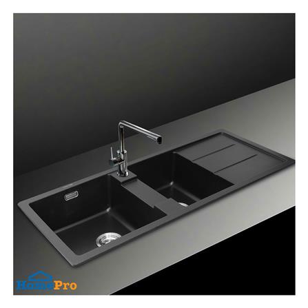 ซิงค์ฝัง 2 หลุม 1 ที่พัก LUCKY FLAME GNS-1252(B) สีดำ_2