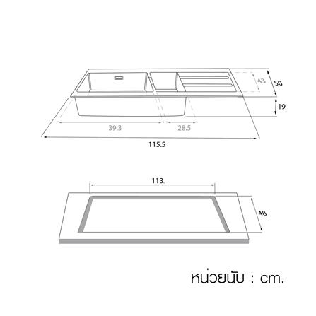 ซิงค์ฝัง 2 หลุม 1 ที่พัก LUCKY FLAME GNS-1252(B) สีดำ_3