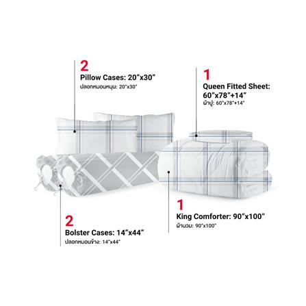 ชุดผ้าปูที่นอน 5 ฟุต 6 ชิ้น FROLINA MICROTEX DF062_1