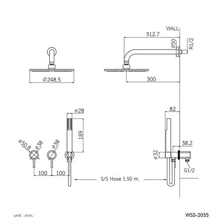 ฝักบัว RAIN SHOWER ผสม WS WSS-2055 สเตนเลส_1