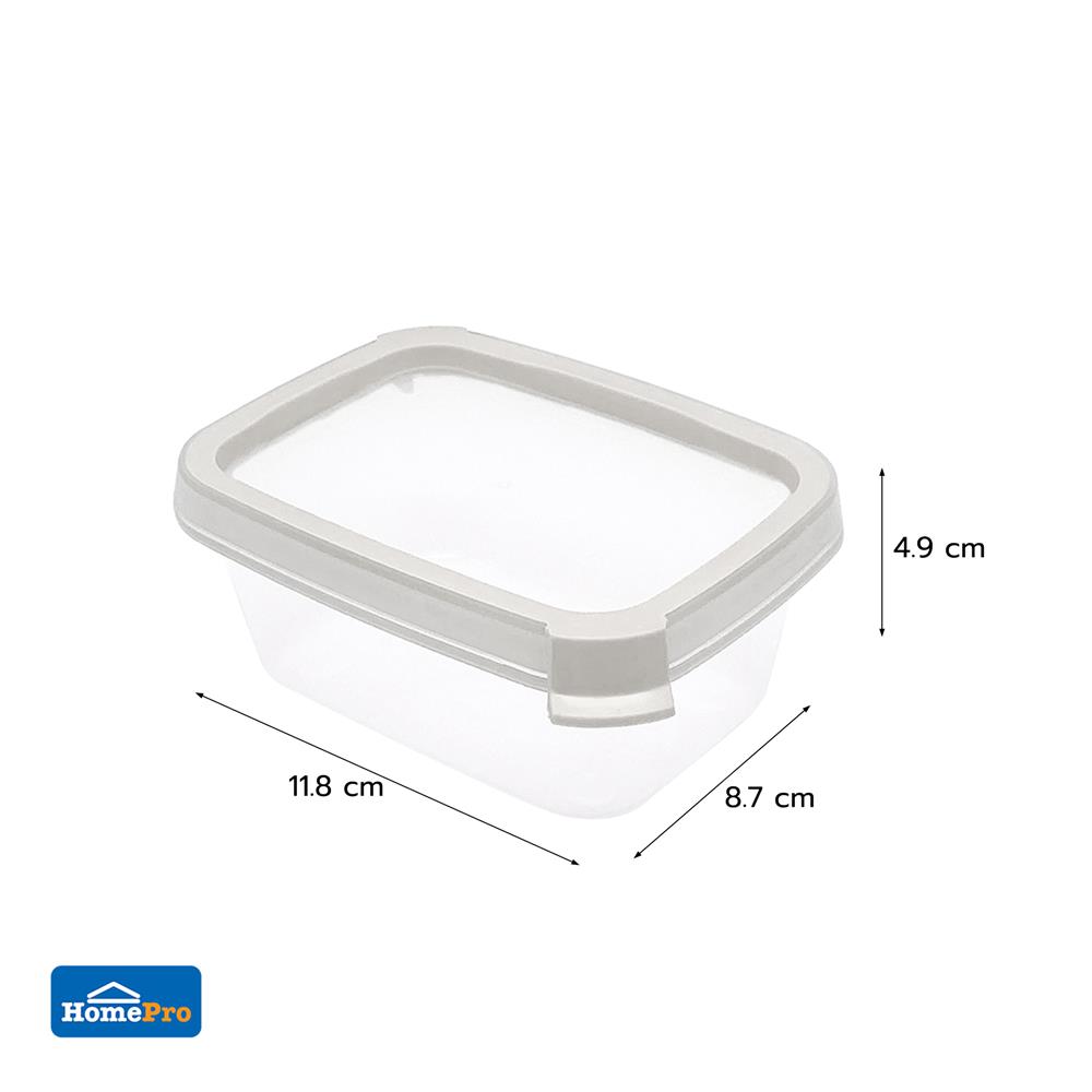 กล่องอาหารเหลี่ยม 0.2 ลิตร KECH NEAT สีเทา (แพ็ก 2 ชิ้น)