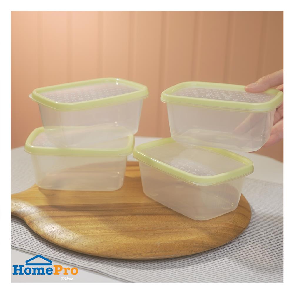 กล่องอาหารเหลี่ยม 0.5 ลิตร KECH NICE สีเหลือง แพ็ก 4 ชิ้น