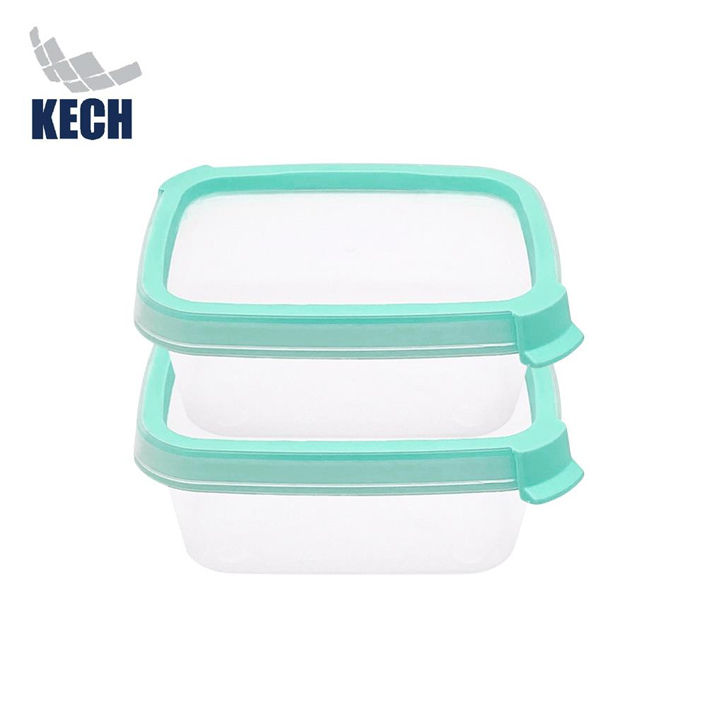 กล่องอาหารเหลี่ยม 0.2 ลิตร KECH NEAT สีเขียว (แพ็ก 2 ชิ้น)