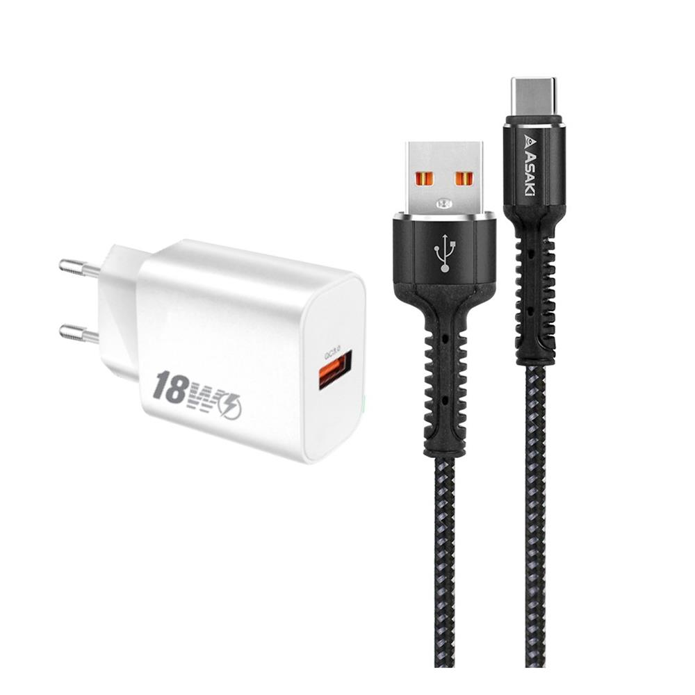 ชุดสายชาร์จ USB-A TO TYPE-C ASAKI A-2228
