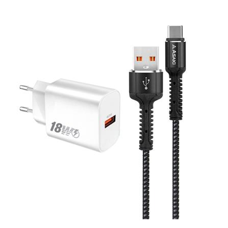ชุดสายชาร์จ USB-A TO TYPE-C ASAKI A-2228