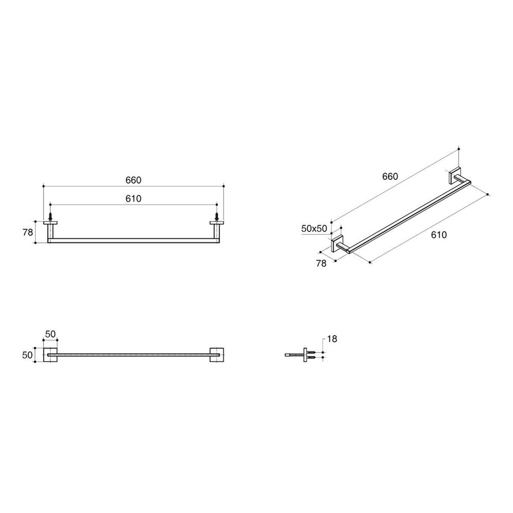 ราวแขวนผ้า KOHLER K-23285X-CP สีโครม
