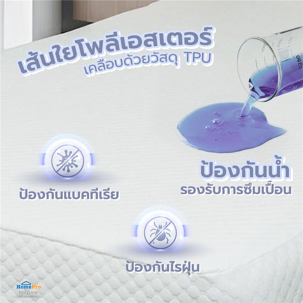 ผ้ารองกันเปื้อนเคลือบกันน้ำ QUEEN SIZE HOME LIVING STYLE LUNAR สีขาว