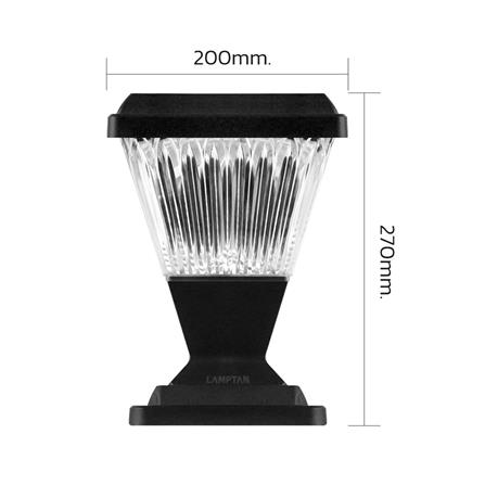 ไฟหัวเสา SOLAR LAMPTAN STREAM 15 วัตต์ DAYLIGHT/COOL WHITE/WARM WHITE สีดำ_7