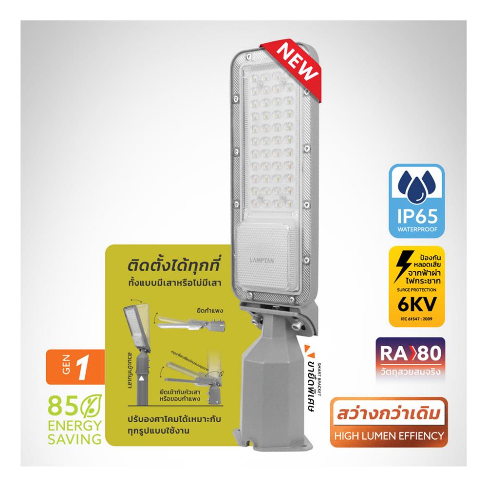 ไฟถนน LED LAMPTAN LEADER2 50 วัตต์ DAYLIGHT สีเทา