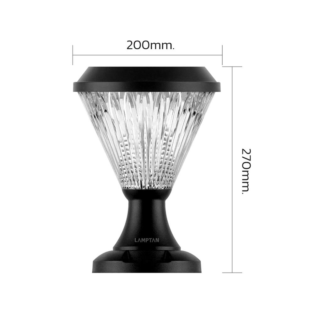 ไฟหัวเสา SOLAR LAMPTAN SPOUT 15 วัตต์ DAYLIGHT/COOL WHITE/WARM WHITE สีดำ