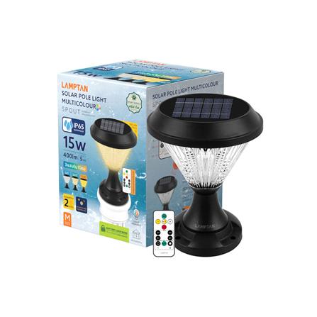 ไฟหัวเสา SOLAR LAMPTAN SPOUT 15 วัตต์ DAYLIGHT/COOL WHITE/WARM WHITE สีดำ_3