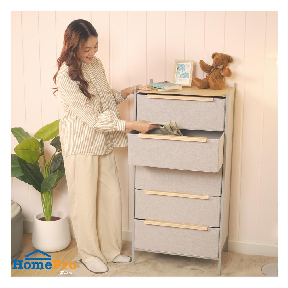ชั้นลิ้นชักผ้า 5 ชั้น STACKO JAZE 57.5X38.9X119 ซม. สีเทา