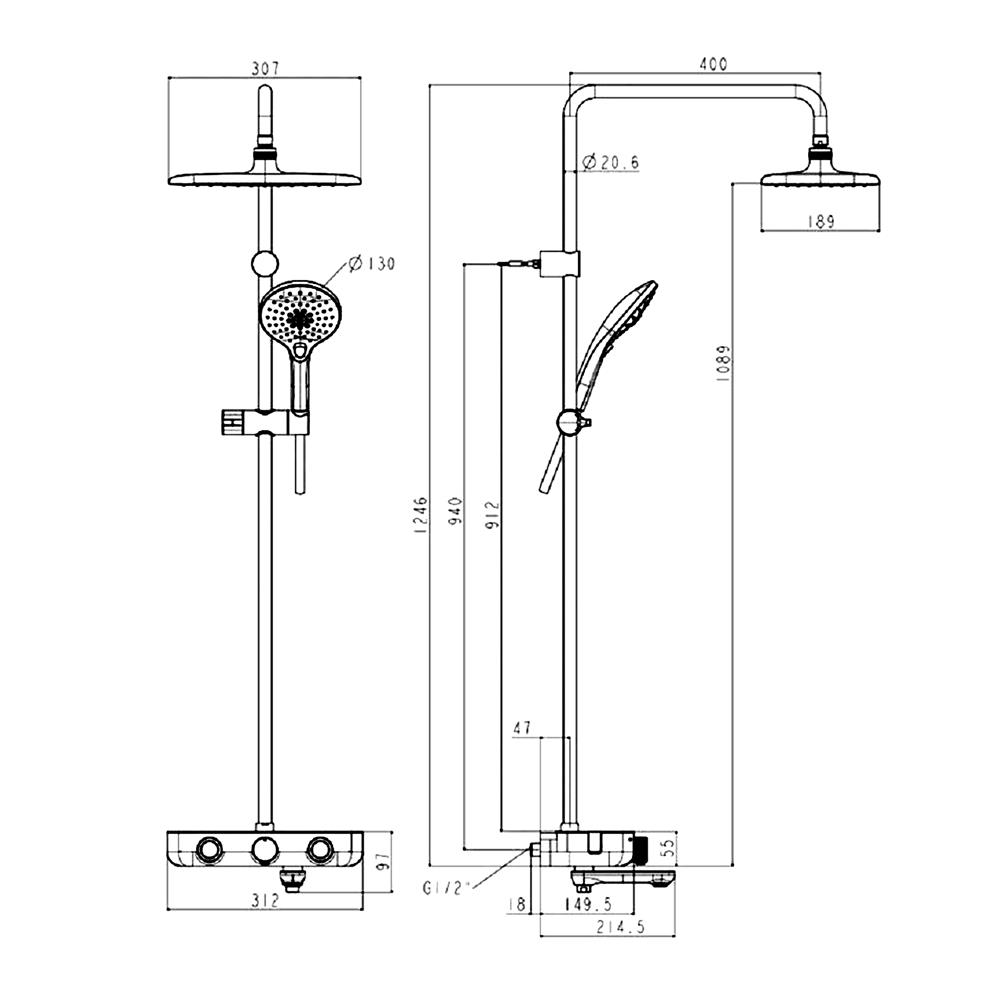 ฝักบัว RAIN SHOWER AMERICAN STANDARD FFAS4956-601440BT0 สีดำ