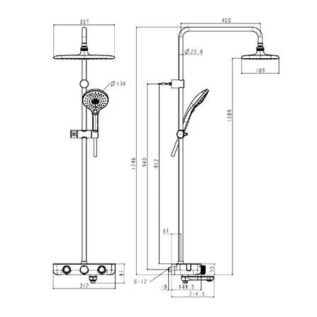 ฝักบัว RAIN SHOWER AMERICAN STANDARD FFAS4956-601440BT0 สีดำ_1