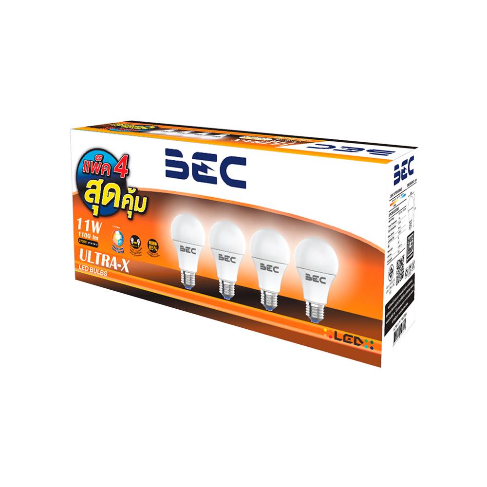 หลอด LED BEC ULTRA-X 11 วัตต์ WARM WHITE E27 แพ็ก 4 ชิ้น
