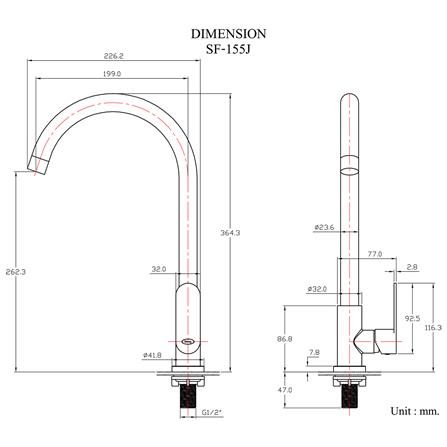 ก๊อกซิงค์เดี่ยวเคาน์เตอร์ HANG SF-155J_3