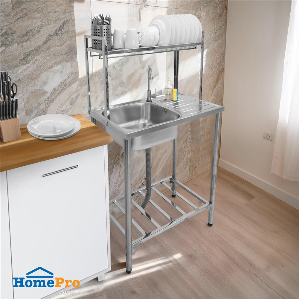 ซิงค์ขาตั้ง 1 หลุม 1 ที่พัก PARNO MILA7543R สีเงิน