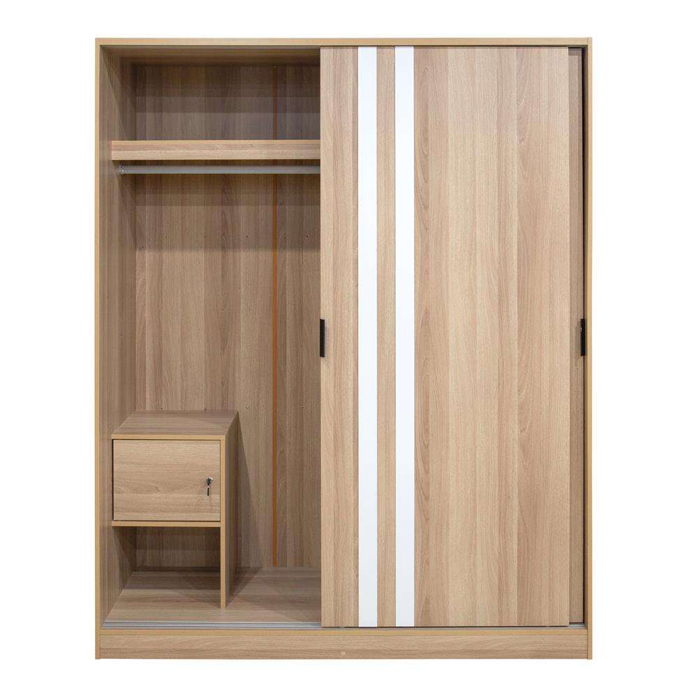 ตู้เสื้อผ้าบานเลื่อน FURDINI GREATE 160 ซม. สีไวท์โอ๊ค/ขาว