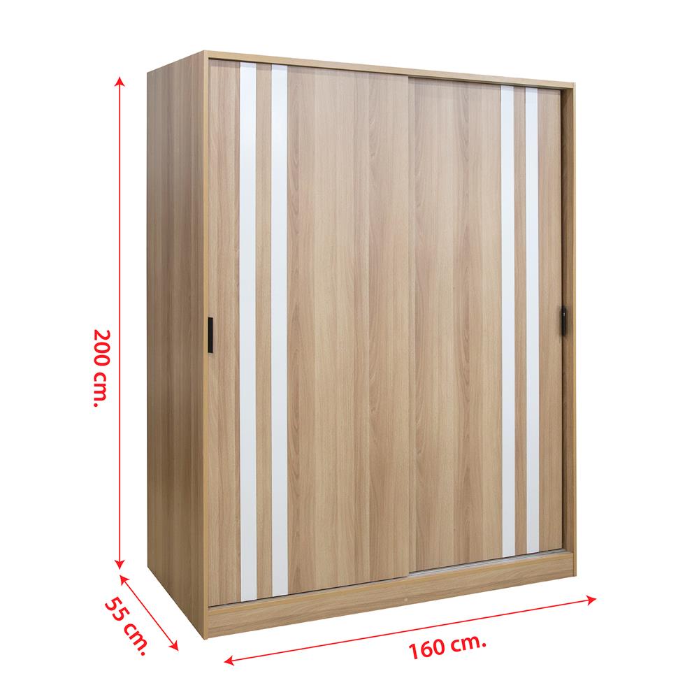 ตู้เสื้อผ้าบานเลื่อน FURDINI GREATE 160 ซม. สีไวท์โอ๊ค/ขาว