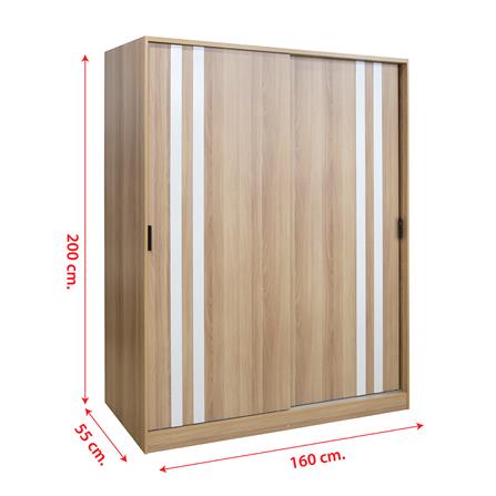 ตู้เสื้อผ้าบานเลื่อน FURDINI GREATE 160 ซม. สีไวท์โอ๊ค/ขาว_6