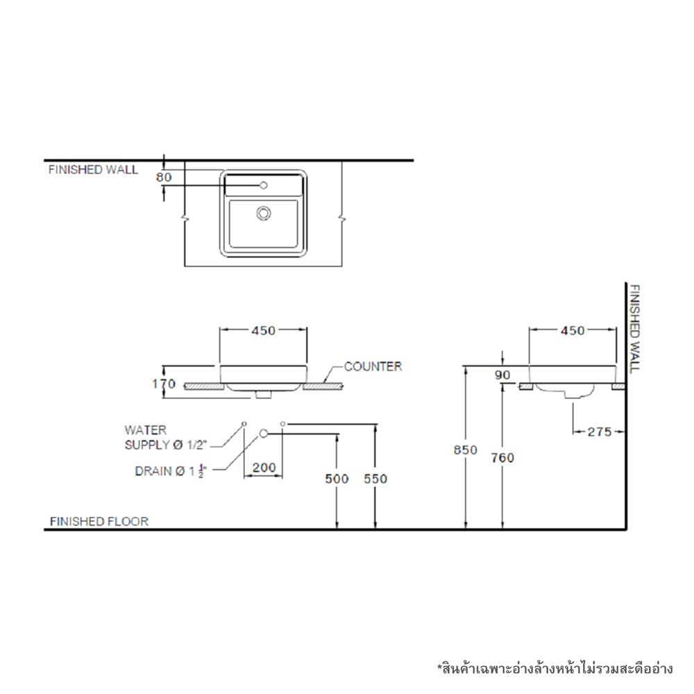 อ่างล้างหน้าแบบวางบนเคาน์เตอร์ COTTO C00381MBK สีดำ