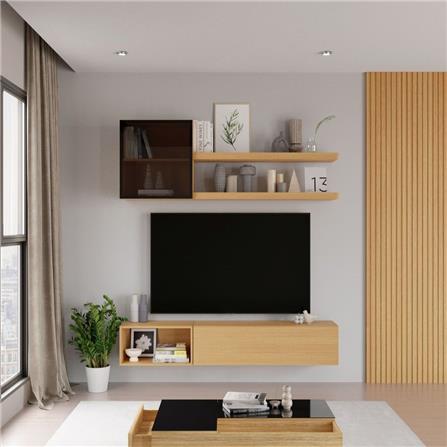 ชุดตู้วางทีวี SB BUILT IN WISEST 59060898 150 ซม. สี MONACO OAK_1