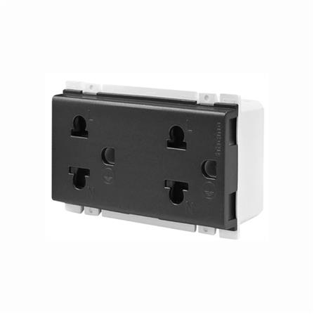 เต้ารับคู่ 3 ขา กลมแบน BTICINO BAMBOO SAE2125DGR สีดำ_2