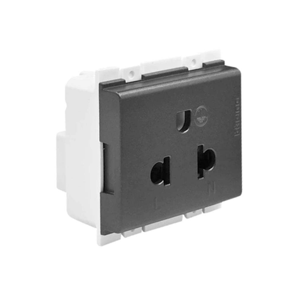 เต้ารับเดี่ยว 3 ขา มีม่านนิรภัย BTICINO BAMBOO SAE2125TGR สีดำ