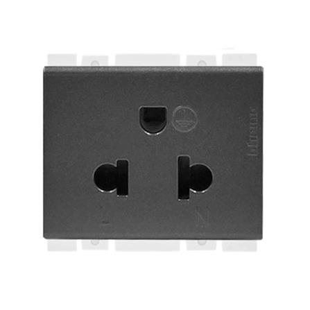 เต้ารับเดี่ยว 3 ขา มีม่านนิรภัย BTICINO BAMBOO SAE2125TGR สีดำ_0