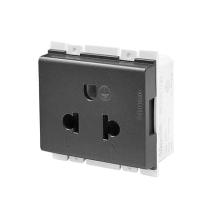 เต้ารับเดี่ยว 3 ขา มีม่านนิรภัย BTICINO BAMBOO SAE2125TGR สีดำ_1