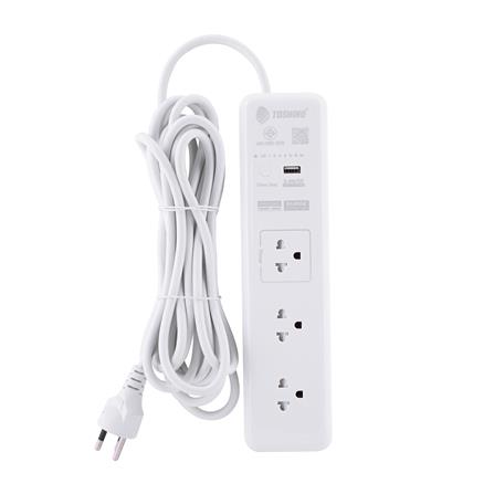 รางปลั๊กไฟ TIMER 3 ช่อง 1 สวิตซ์ 1 USB 3.4A TOSHINO WT-33 3 เมตร_0