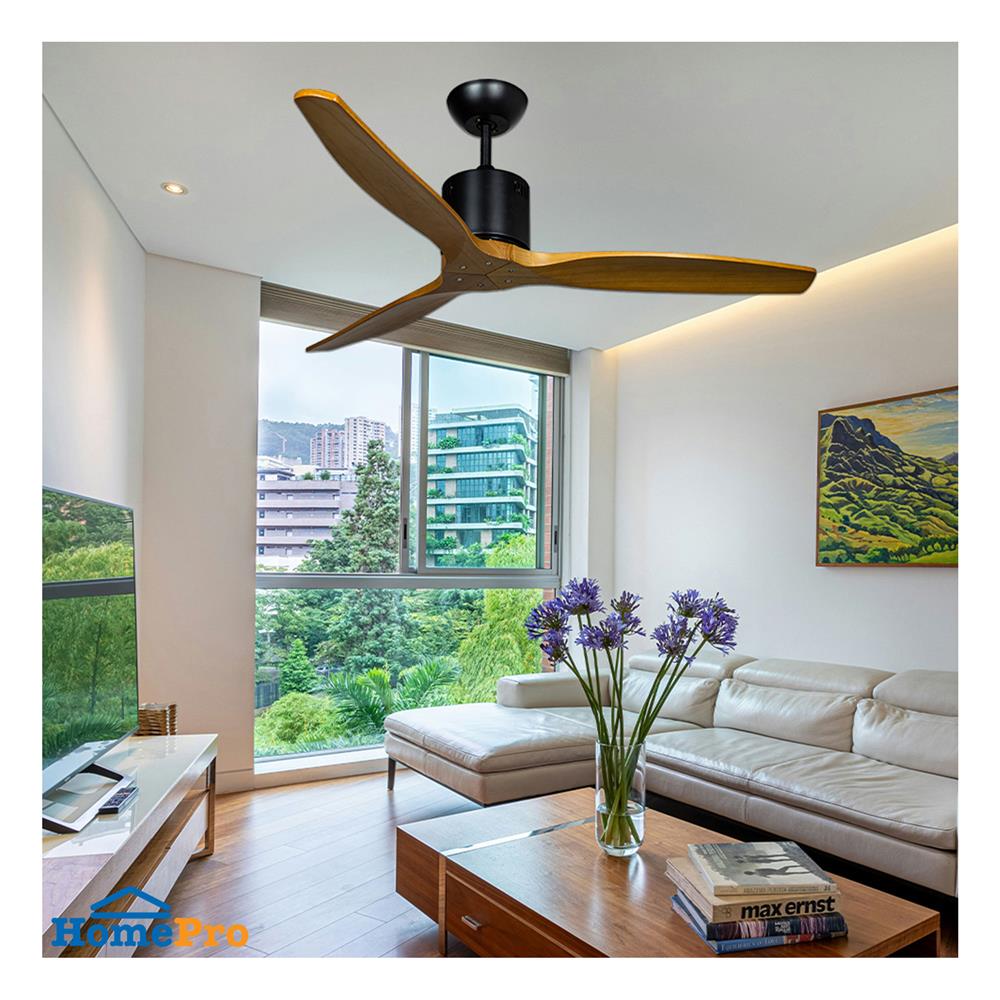 พัดลมไม่มีโคมไฟ CARINI MOONSTAR-28 52 นิ้ว สีดำ/ลายไม้