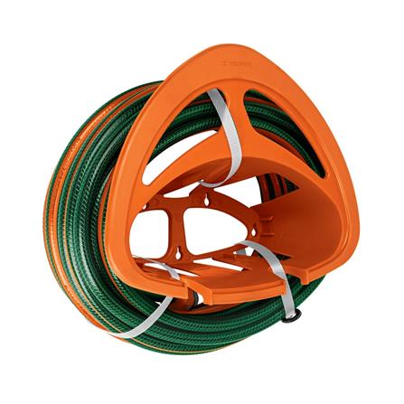 สายยางม้วน PVC 3 ชั้น พร้อมข้อต่อพลาสติก และที่แขวนสายยาง TRUPER 10883 1/2 นิ้ว 15 ม. สีเขียวส้ม_1