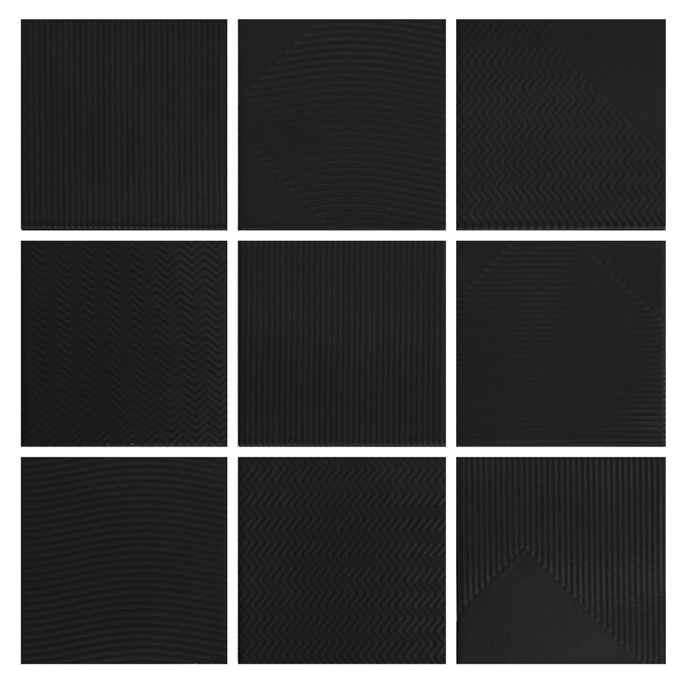 กระเบื้องผนังพอร์ซเลน 4x4 นิ้ว COTTO MT 4SR1 สลิม ฟอร์มา ดำ PM 1 ตร.ม.