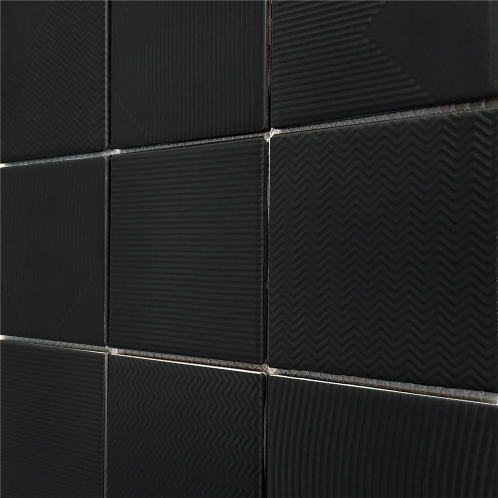 กระเบื้องผนังพอร์ซเลน 4x4 นิ้ว COTTO MT 4SR1 สลิม ฟอร์มา ดำ PM 1 ตร.ม.