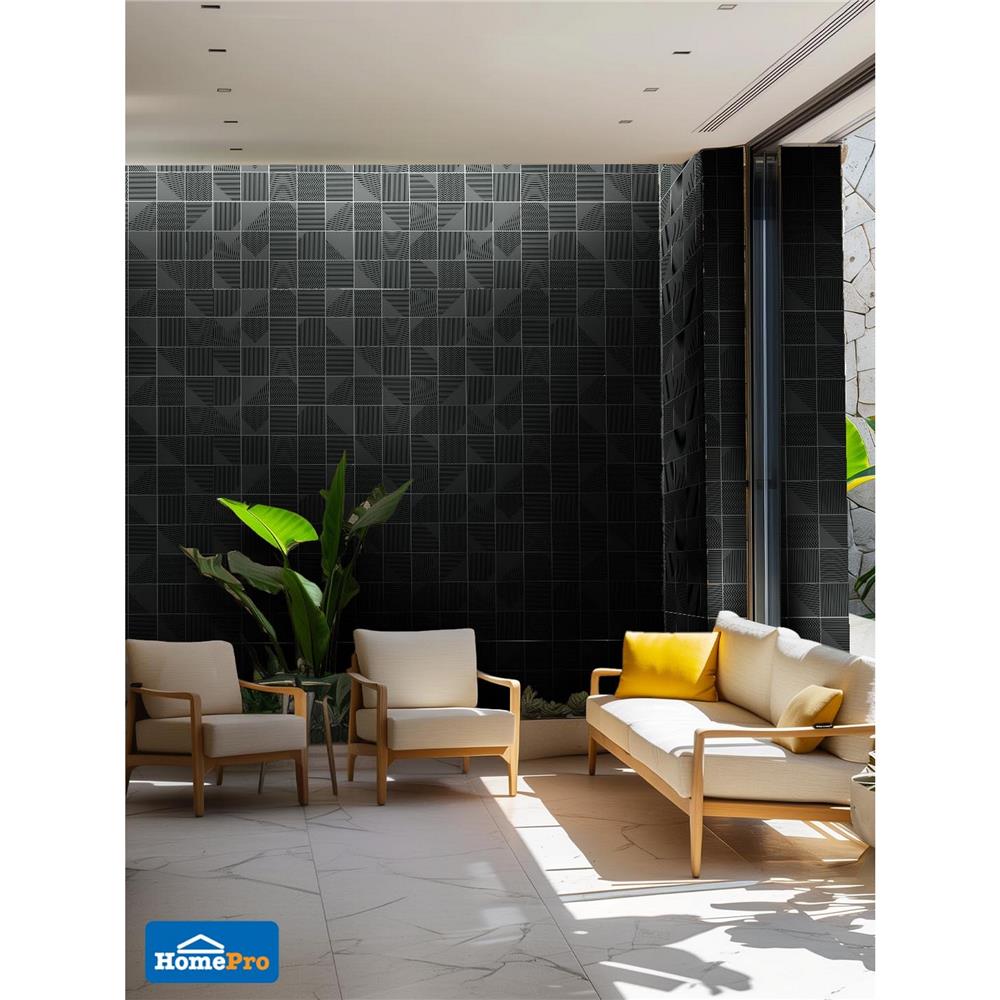 กระเบื้องผนังพอร์ซเลน 4x4 นิ้ว COTTO MT 4SR1 สลิม ฟอร์มา ดำ PM 1 ตร.ม.